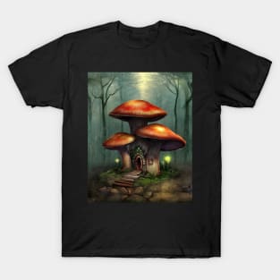 Magic Mushroom House in an Enchanted Forest T-Shirt